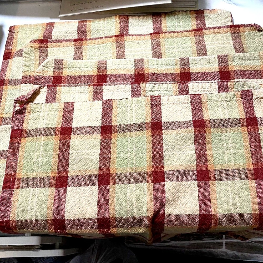 Autumn Fall Plaid Squares Cloth Table Napkins 16x16  Set of 5 - Picture 2 of 2